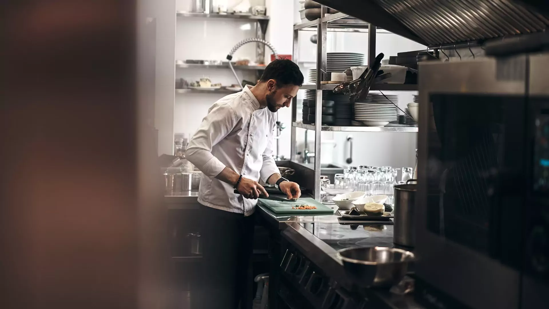 Chef serving food