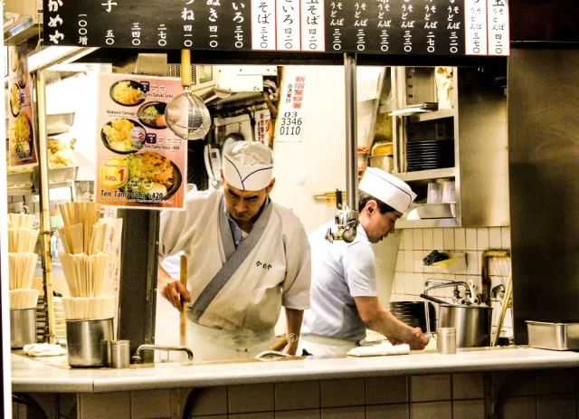 Chefs washing dishes