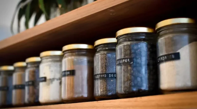 spices on a shelf 