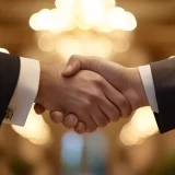 An image of a handshake up close