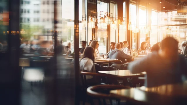 A group of people in a staurant